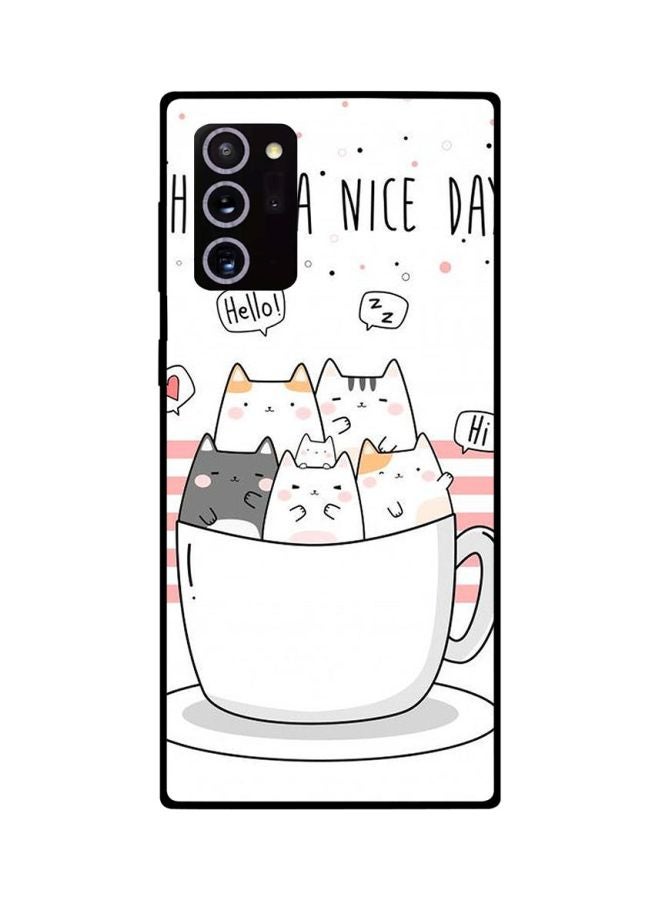 CIELITO Cat Printed Case Cover For Samsung Galaxy Note20 Ultra White/Pink/Grey - Image 2
