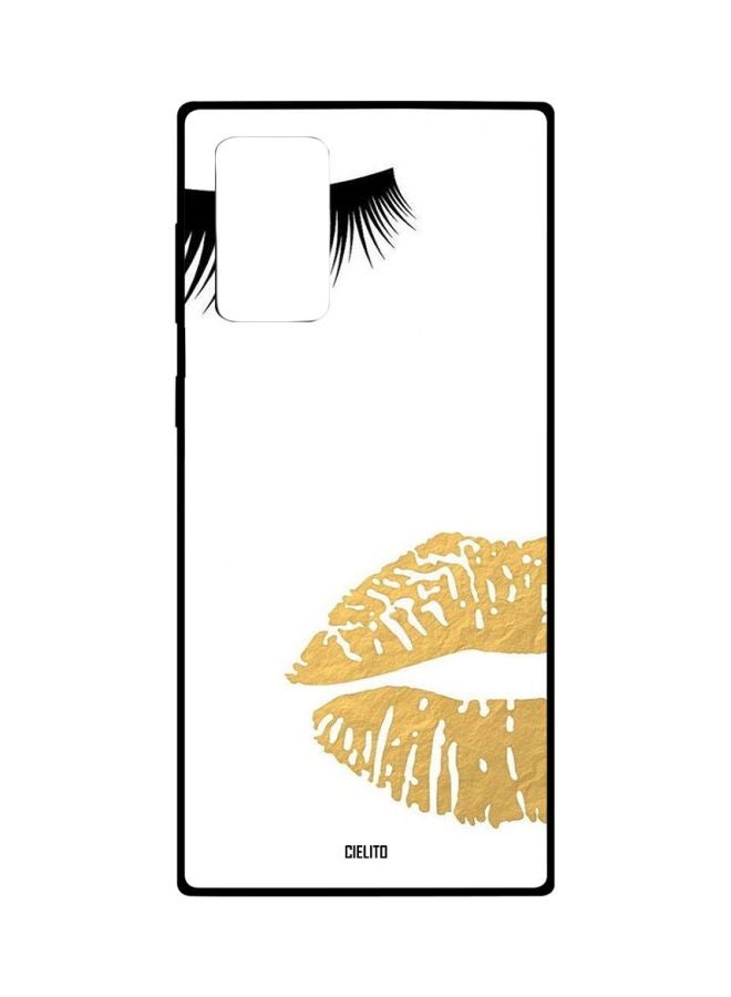 CIELITO Lip Printed Case Cover For Samsung Galaxy Note20 Ultra White/Gold - Image 1