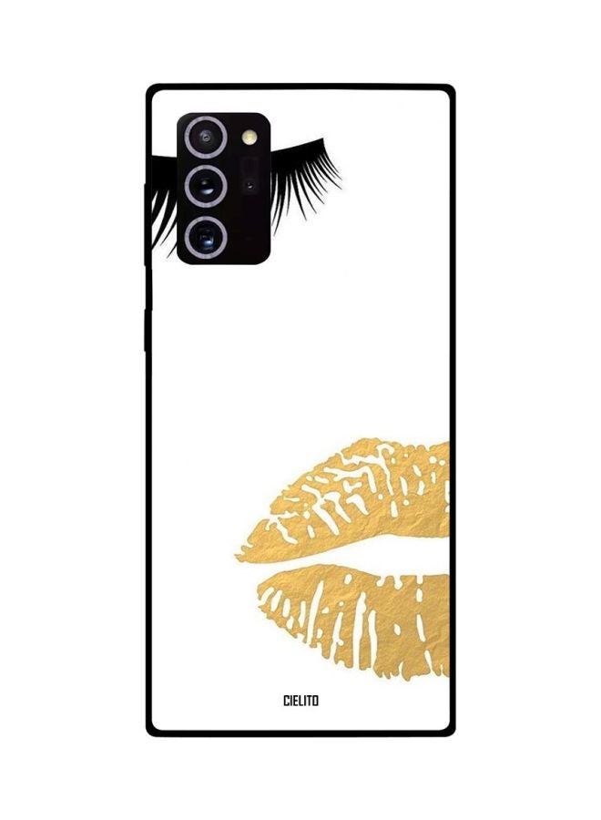 CIELITO Lip Printed Case Cover For Samsung Galaxy Note20 Ultra White/Gold - Image 2