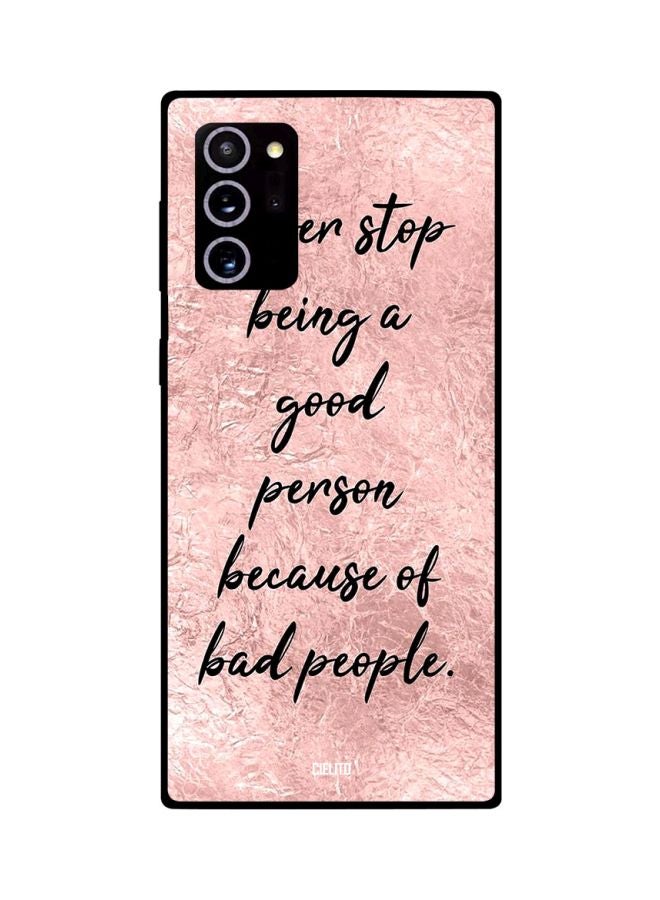 CIELITO Stop Being A Good Person Quote Printed Case Cover For Samsung Galaxy Note20 Ultra Pink/Black - Image 2