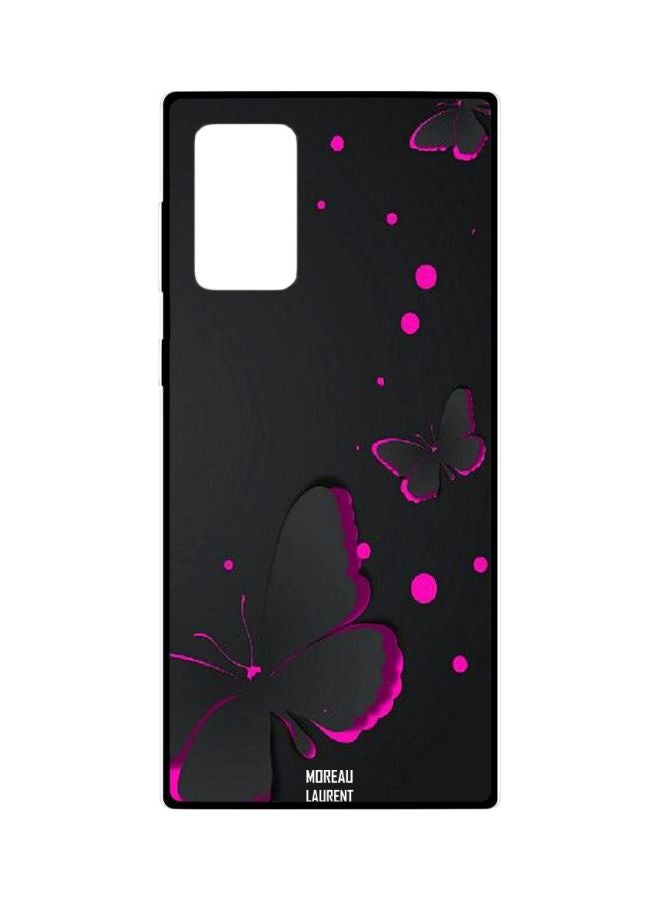 Butterfly Printed Snap Case Cover For Samsung Galaxy Note20 Ultra Black/Pink