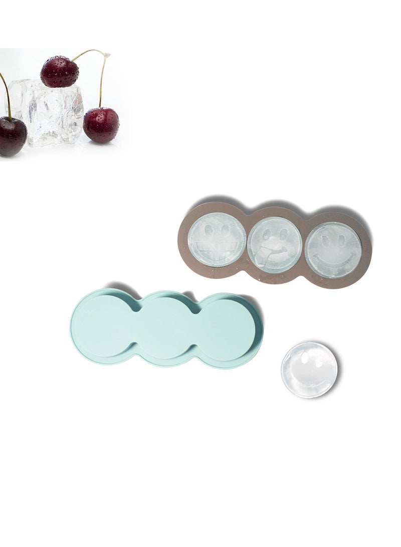 Amal - Ice Cube Molds - Shape Smiley - 2 Trays - Ice Blocks - Ice Maker - Ice Cube - Silicone Molds - Light Blue/Brown Light Blue/Brown Smiley - Image 1