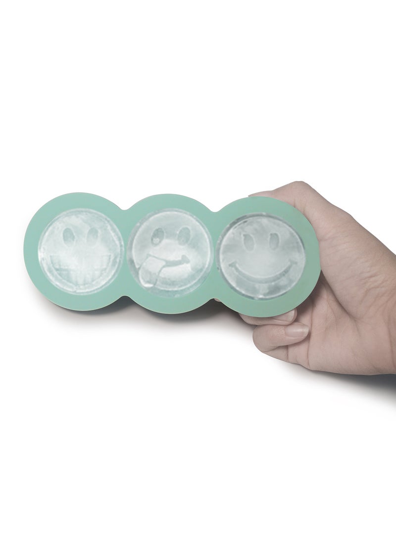 Amal - Ice Cube Molds - Shape Smiley - 2 Trays - Ice Blocks - Ice Maker - Ice Cube - Silicone Molds - Light Blue/Brown Light Blue/Brown Smiley - Image 1