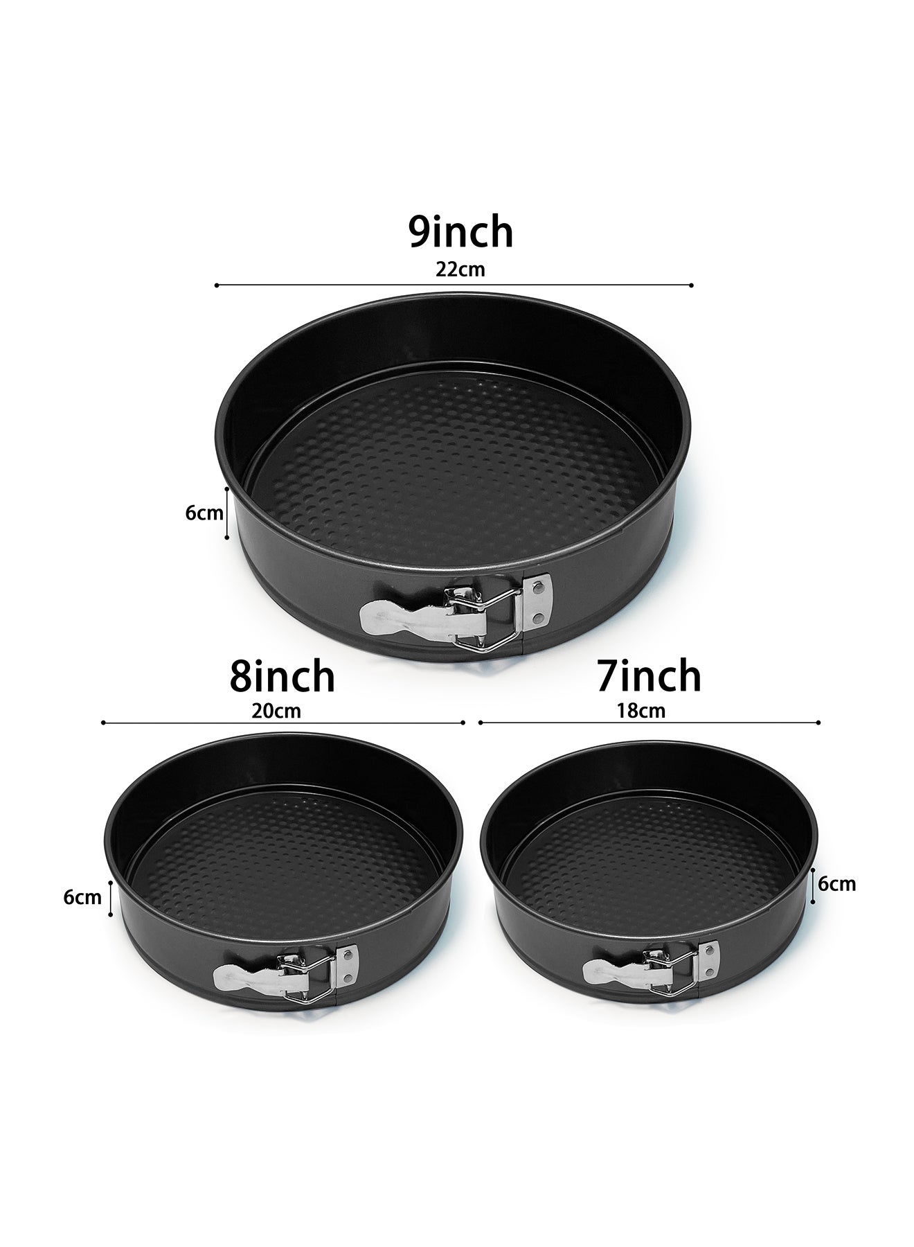 3 Piece Oven Pan Set - Made Of Carbon Steel - Round - Baking Pan - Oven Trays - Cake Tray - Oven Pan - Cake Mold - Dark Grey 