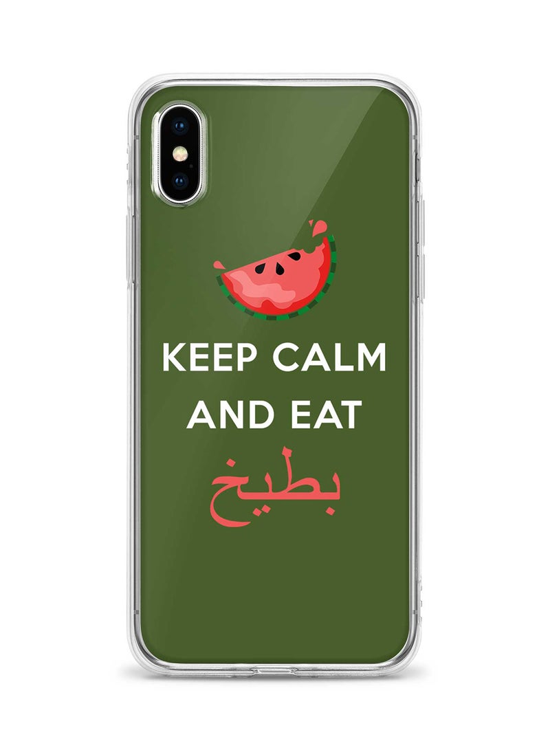 ستايلايزد جراب مرن ورقيق من الجل المصنوع من مادة البولي يوريثين الحراري الناعم والشفاف الكلاسيكي لهاتف i ايفون XS /X - مطبوع بالكامل برسمة بطيخ - Image 1