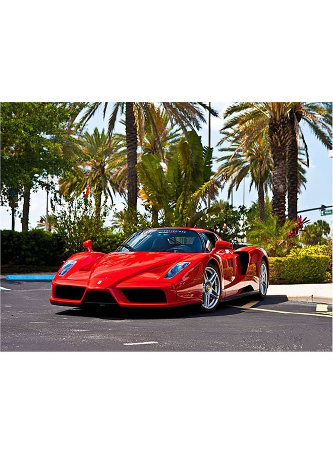 ملصق جداري بنمط سيارة فيراري أحمر / أسود / أخضر 140x105سم