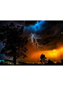 Fast Print Lightning Themed Wall Sticker Yellow/Blue/White 140x105cm 