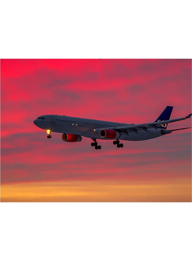 Fast Print Airplane Themed Self Adhesive Wall Sticker Pink/Grey/Yellow 140x105cm