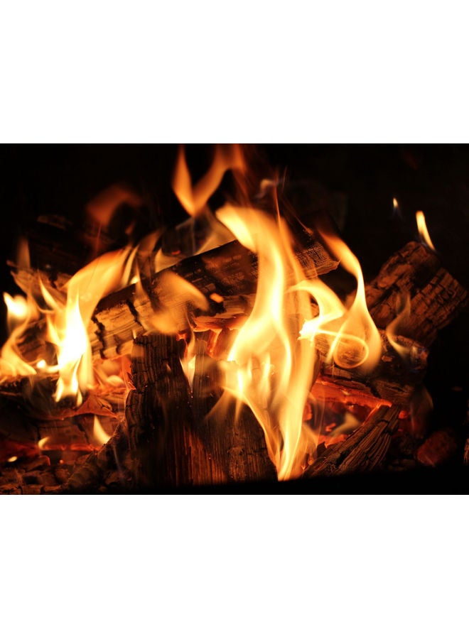 فاست برينت ملصق جداري لصق ذاتي بطبعة نار المعسكر أصفر/أسود/أحمر 140x105سم