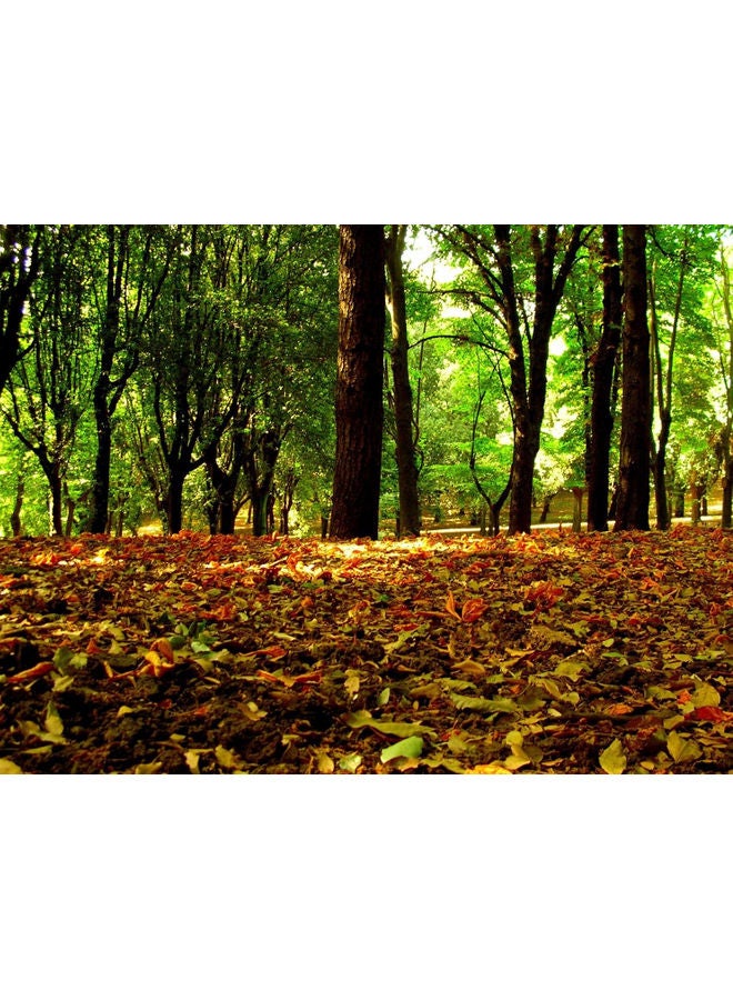 Fast Print Leaves Printed Self Adhesive Wall Sticker Green/Red/Black 140x105cm