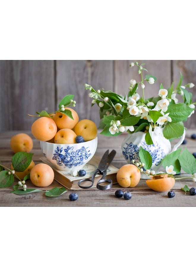 Fruits Printed Self Adhesive Wall Sticker Grey/Green/Yellow 140x105cm