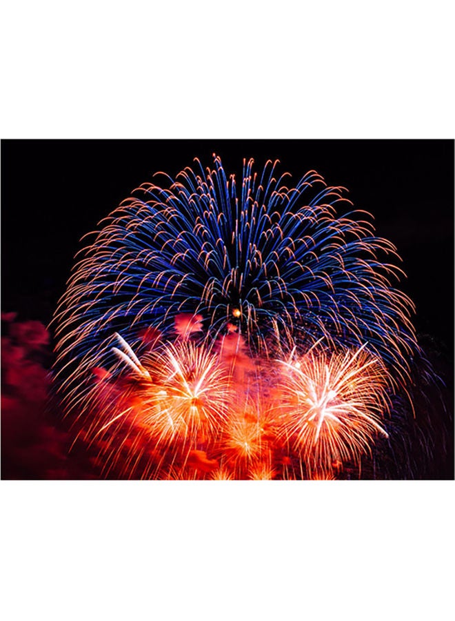 Fast Print Fireworks Themed Self Adhesive Wall Sticker Blue/Black/Red 140x105cm