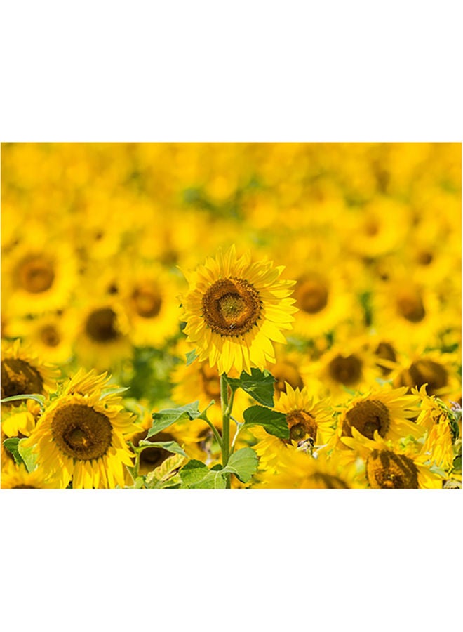 Fast Print Sunflowers Themed Self Adhesive Wall Sticker Yellow/Green 140x105cm 