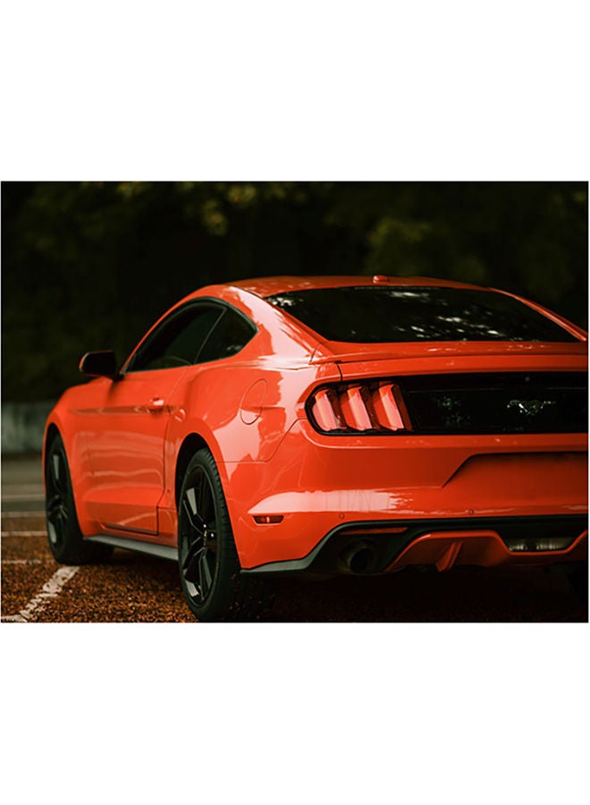 Fast Print Ford Mustang Themed Self Adhesive Wall Sticker Orange/Green/Black 140x105cm