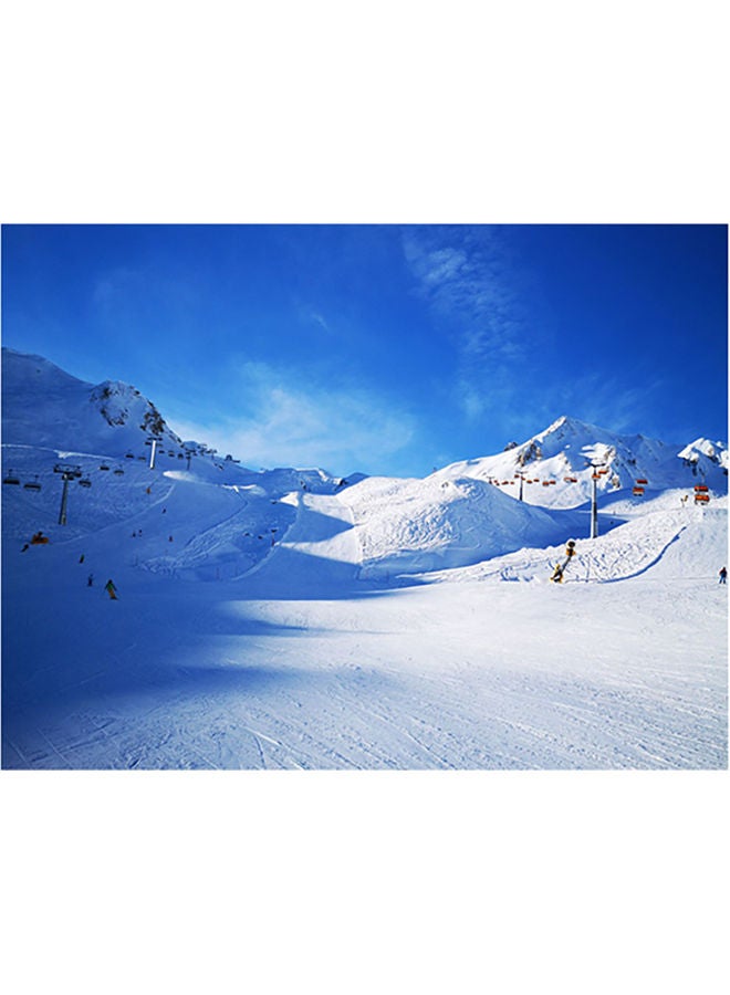 Fast Print Mountains Themed Self Adhesive Wall Sticker Blue/White 140x105cm