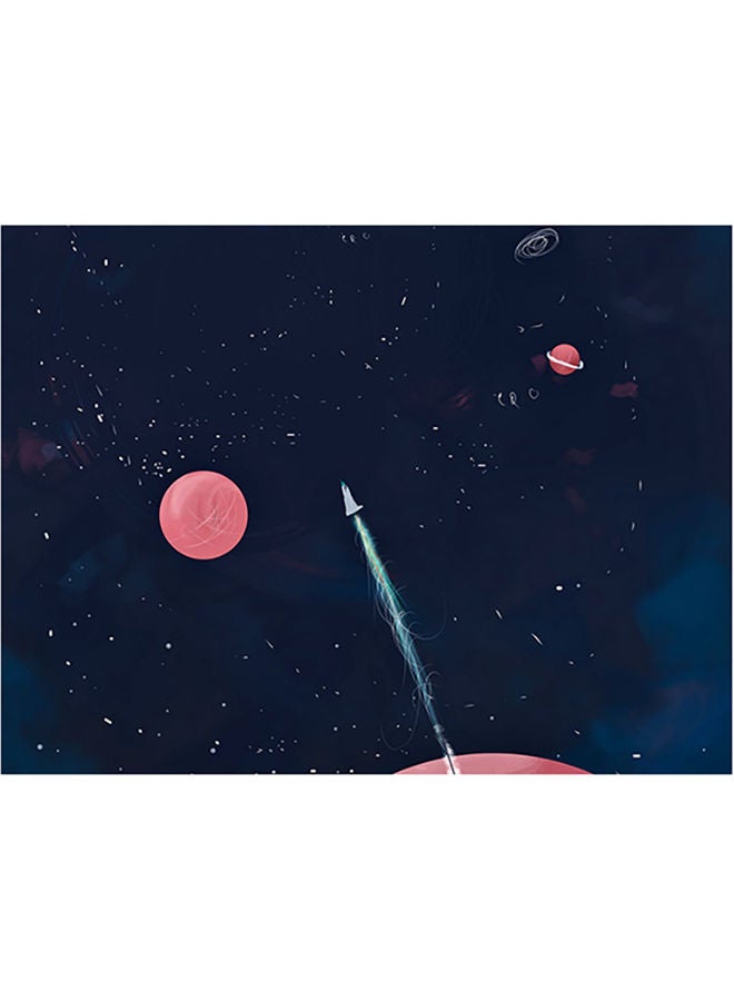 Fast Print Planets Themed Wall Sticker Blue/Pink/White 140x105cm