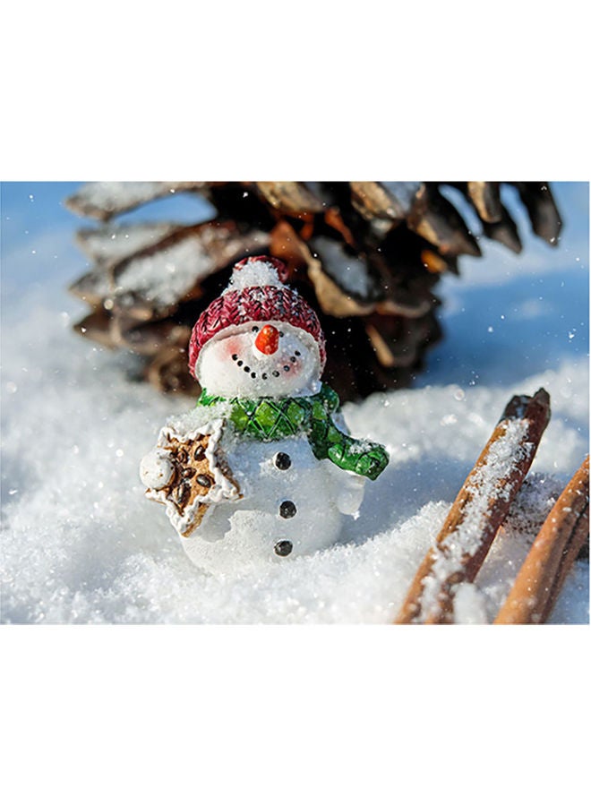 فاست برينت ملصق جداري ذاتي اللصق بطبعة رجل الثلج أبيض/بيج 140x105سم