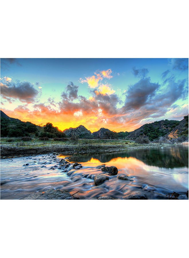Fast Print Landscape Themed Self Adhesive Wall Sticker Multicolour 140x105cm