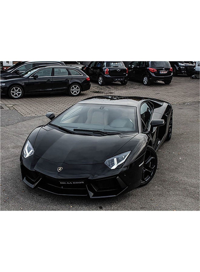 Fast Print Lamborghini Themed Self Adhesive Wall Sticker Grey/Black 140x105cm
