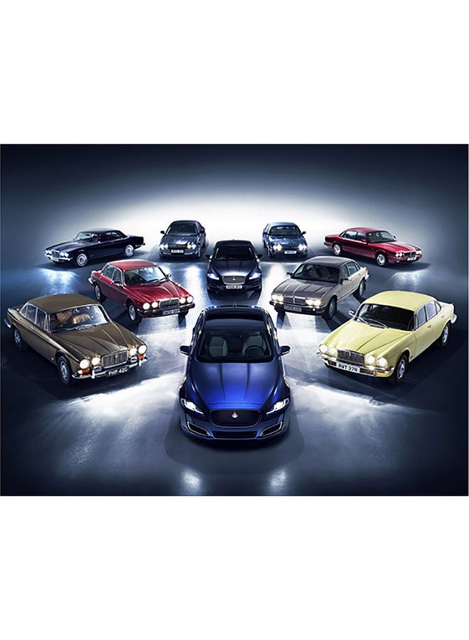 Fast Print Jaguar Xj Themed Self Adhesive Wall Sticker Grey/Red/Blue 140x105cm