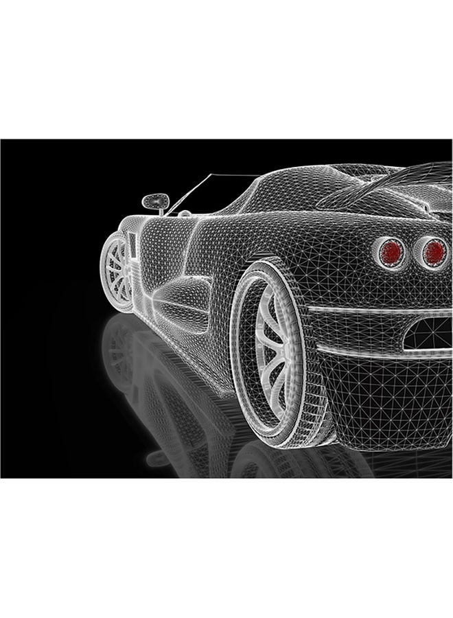 فاست برينت ملصق جداري ذاتي اللصق شكل سيارة أسود/ أبيض 140x105سم