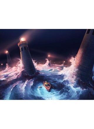 Boat Themed Self Adhesive Wall Sticker Blue/Brown/Black 140x105cm - v1601254060/N40803511A_1