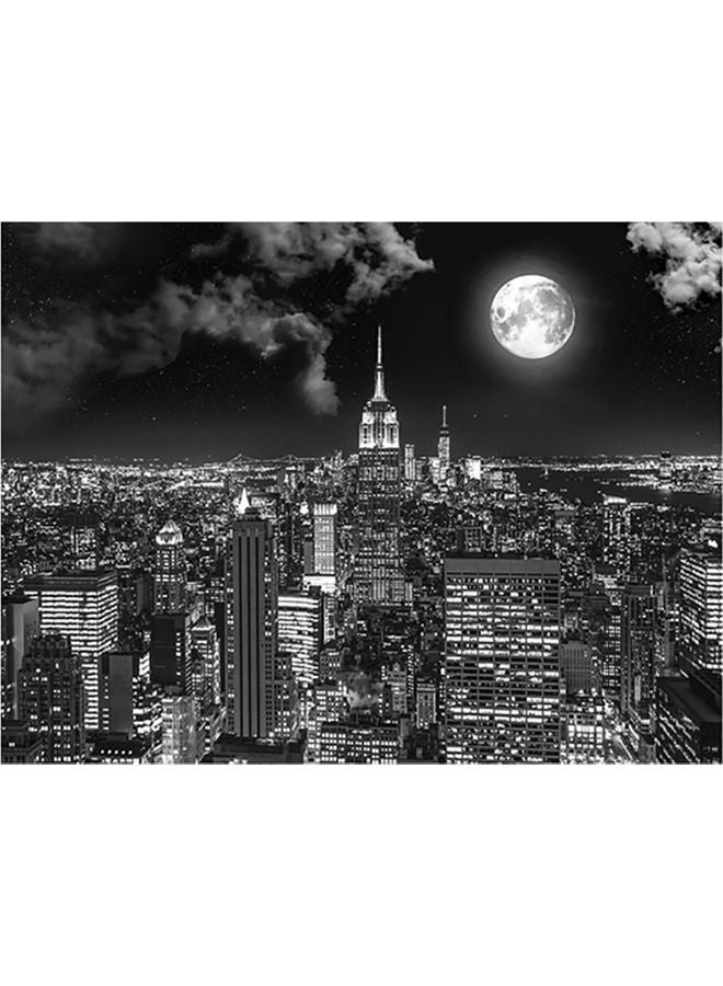 فاست برينت ملصق جداري ذاتي اللصق شكل مدينة في الليل رمادي / أبيض / أسود 140x105سم