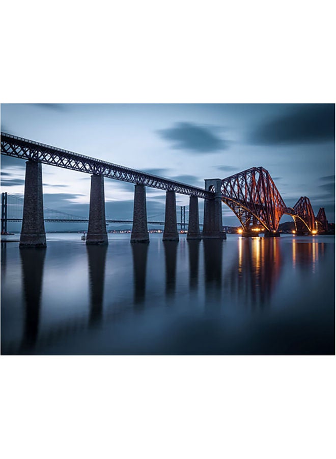 Fast Print Bridge Themed Self Adhesive Wall Sticker Grey/Black/Orange 140x105cm