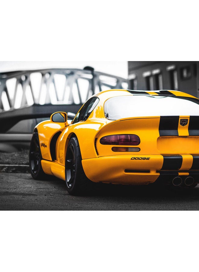 ملصق جداري ذاتي اللصق شكل سيارة أصفر/ رمادي/ أسود 140x105سم