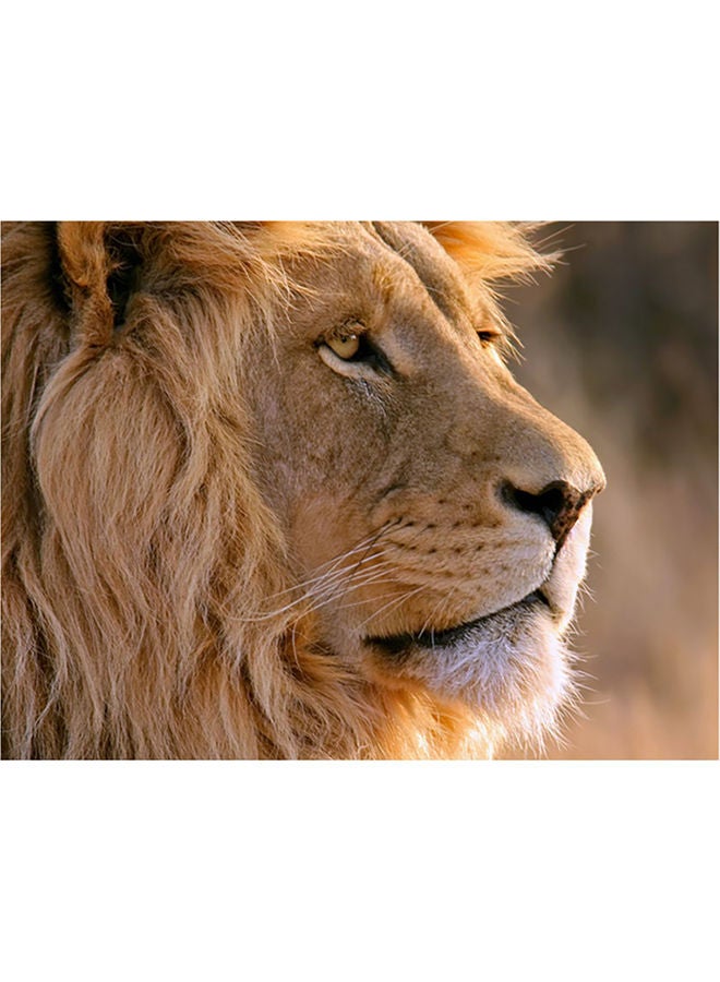 Fast Print Lion Themed Self Adhesive Wall Sticker Beige/Grey 140x105cm