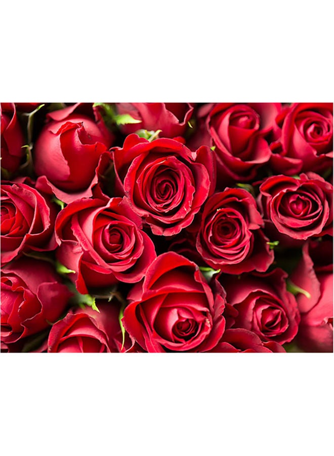 ملصق جداري بتصميم الورود أحمر / أسود / أخضر 140x105سم