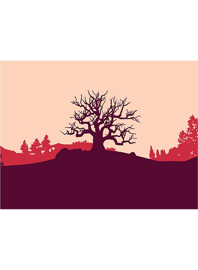 Fast Print Tree Themed Self Adhesive Wall Sticker Purple/Beige/Pink 140x105cm