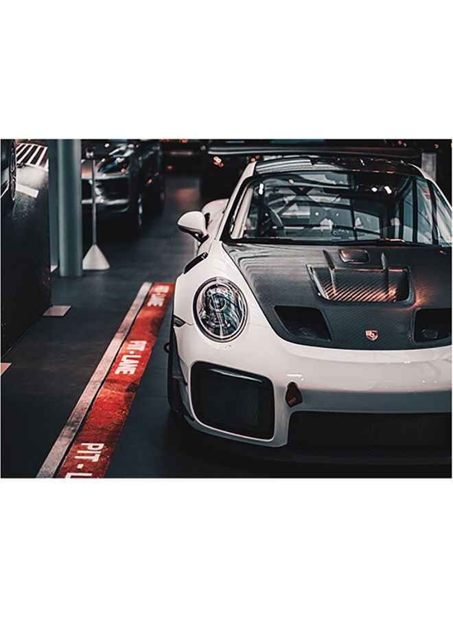 فاست برينت ملصق جداري بطابع سيارة أبيض/أحمر/أسود 140x105سم