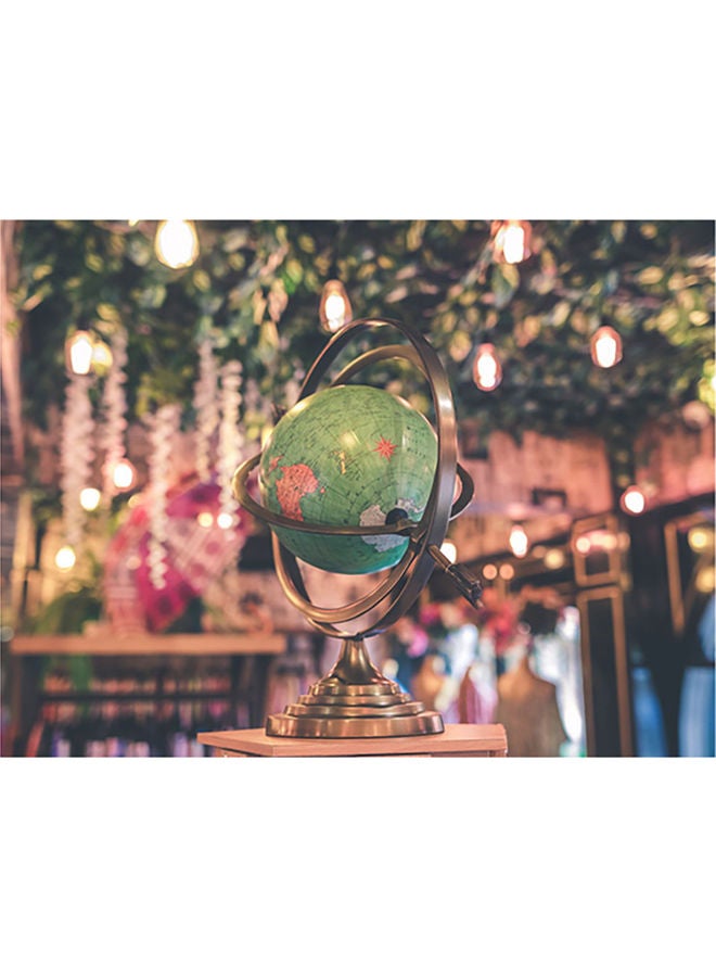 Fast Print Globe Themed Self Adhesive Wall Sticker Green/Beige/Gold 140x105cm