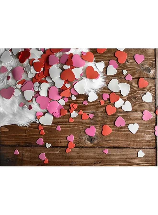Fast Print Hearts Themed Self Adhesive Wall Sticker White/Brown 140x105cm