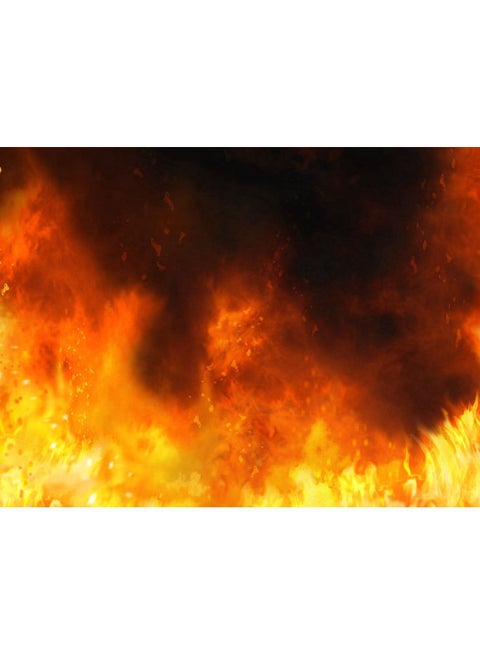 Fire Printed Self Adhesive Wall Sticker Yellow/Red/Black 140x105cm