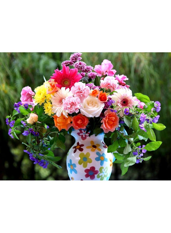 Fast Print Roses Printed Self Adhesive Wall Sticker Green/White/Pink 140x105cm