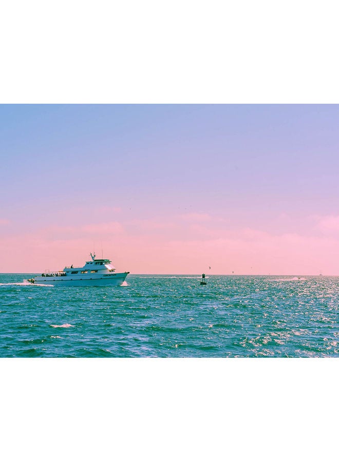 Fast Print Ship Themed Self Adhesive Wall Sticker Blue/Pink/Green 140x105cm