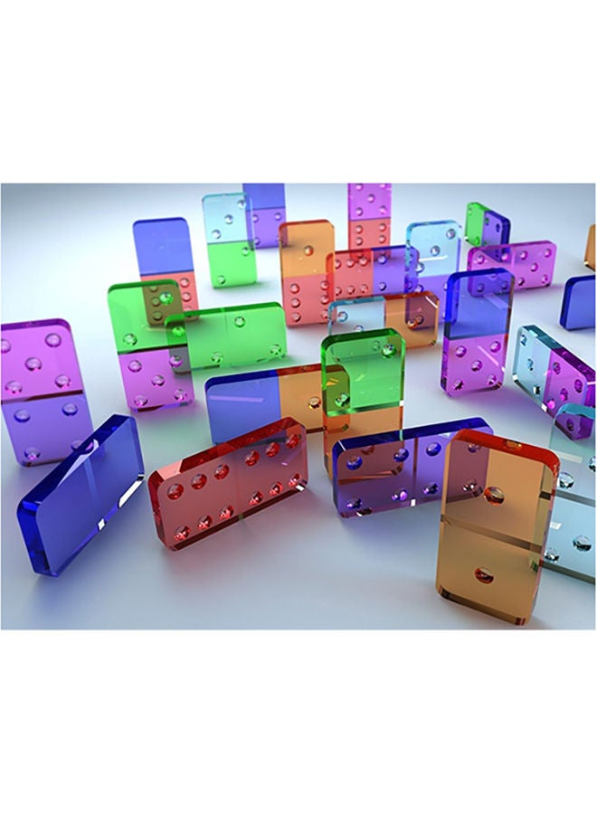 Fast Print Dominoes Themed Wall Sticker Purple/Pink/Blue 140x105cm 