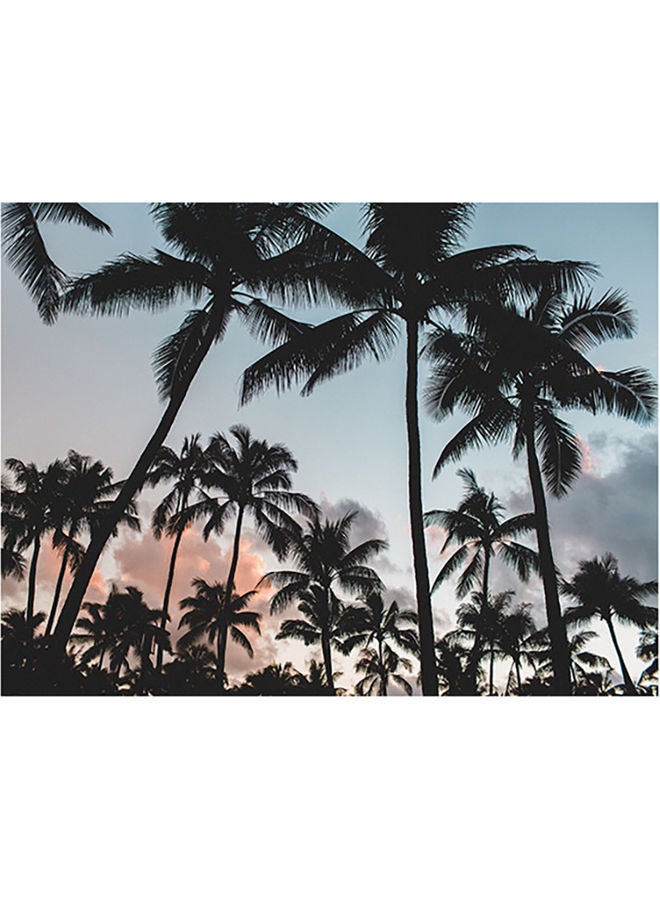 Fast Print Palms Themed Wall Sticker Blue/Green/Orange 140x105cm