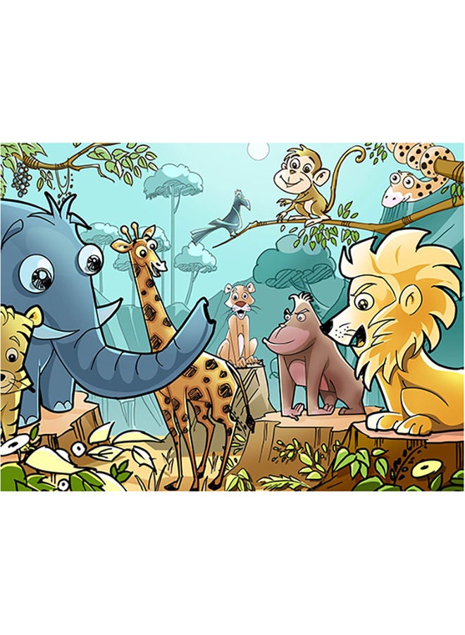 فاست برينت ملصق جداري بتصميم حيوانات أبيض/أزرق/أخضر 140x105سم