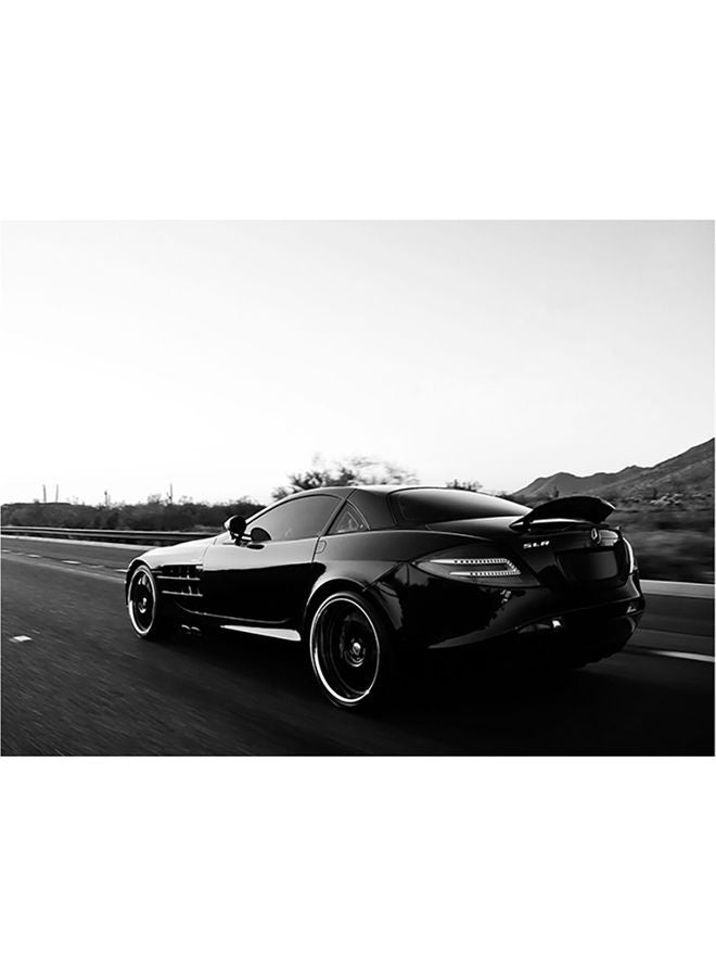 ملصق جداري ذاتي اللصق بطبعة سيارة مرسيدس بنز أسود/ رمادي 140x105سم