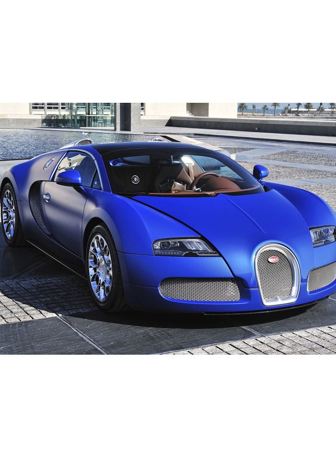 Fast Print Bugatti Themed Self Adhesive Wall Sticker Blue/Grey/Black 140x105cm