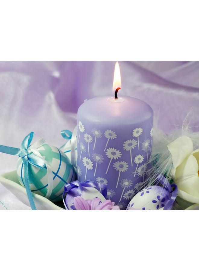 Fast Print Candle Themed Self Adhesive Wall Sticker Purple/White/Green 140x105cm