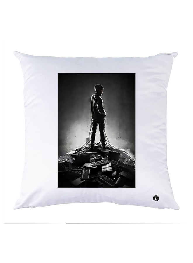 BP Printed Pillow White 30x30cm