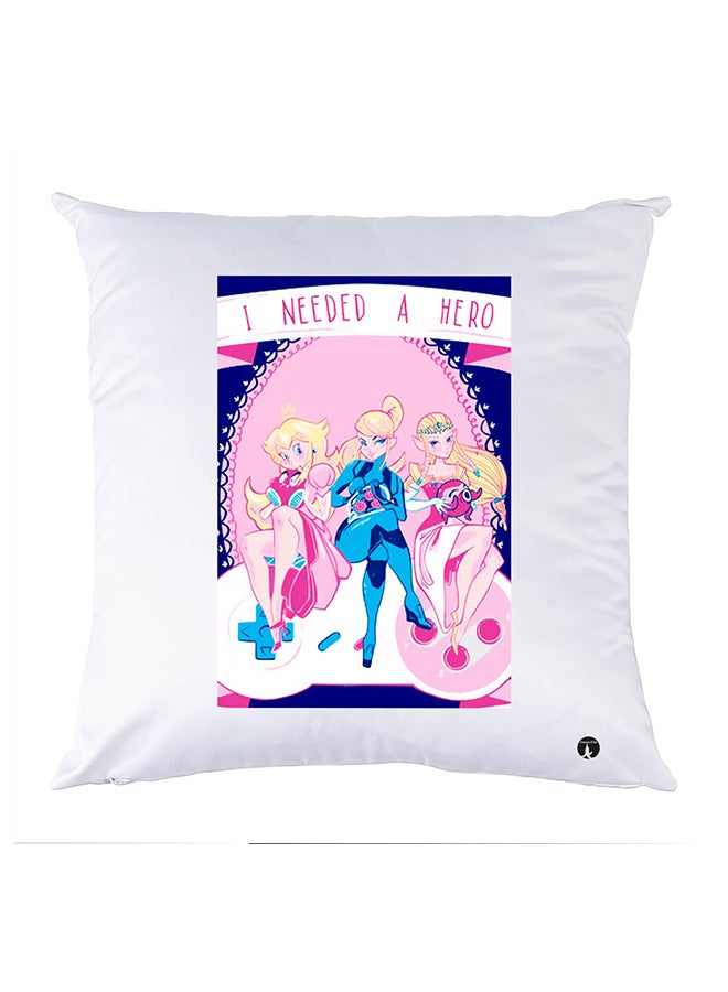 BP Printed Pillow White 30x30cm
