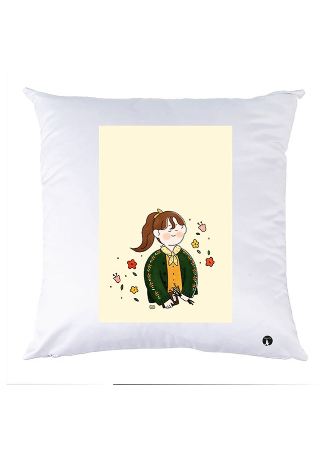 BP Printed Pillow White 30x30cm