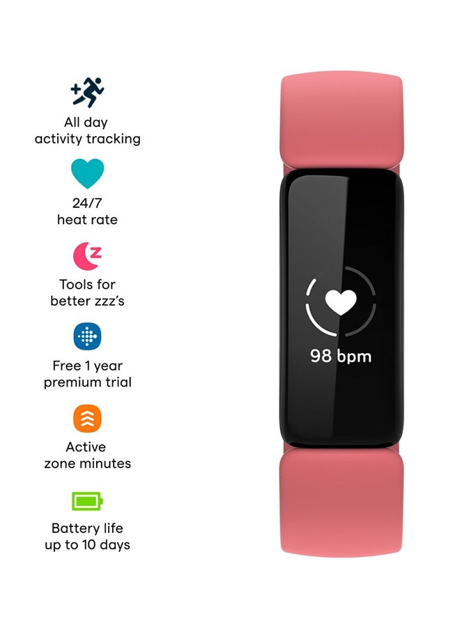 Fitbit - Inspire 2, Health And Fitness Tracker With Free 1-Year Fitbit Premium Trial, 24/7 Heart Rate And Upto 10 Days Battery Desert Rose/Black - Image 1