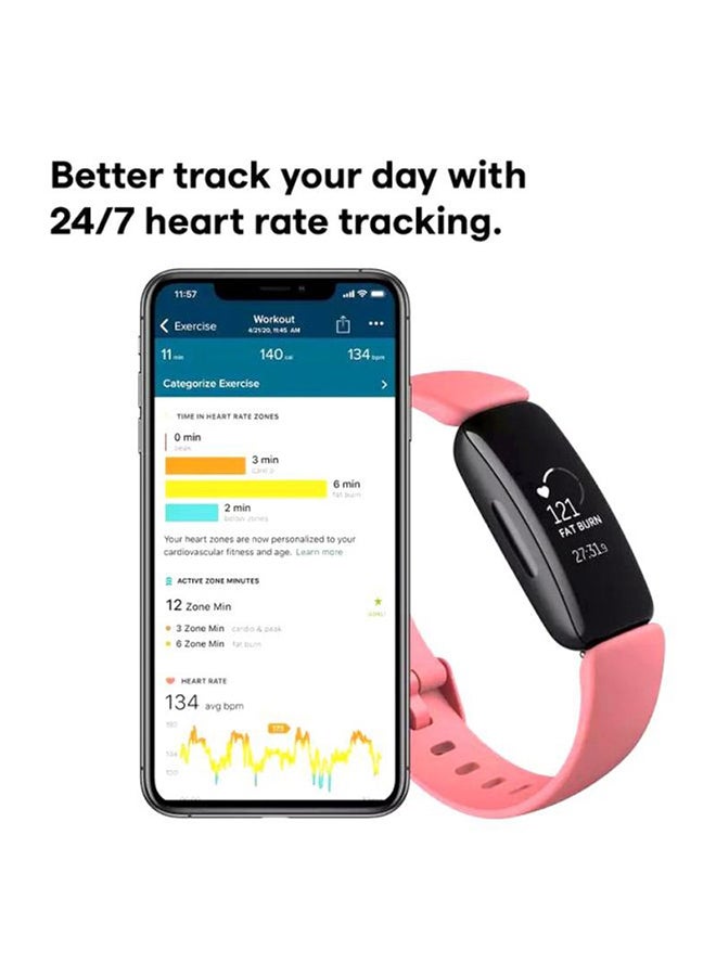 Fitbit - Inspire 2, Health And Fitness Tracker With Free 1-Year Fitbit Premium Trial, 24/7 Heart Rate And Upto 10 Days Battery Desert Rose/Black - Image 1