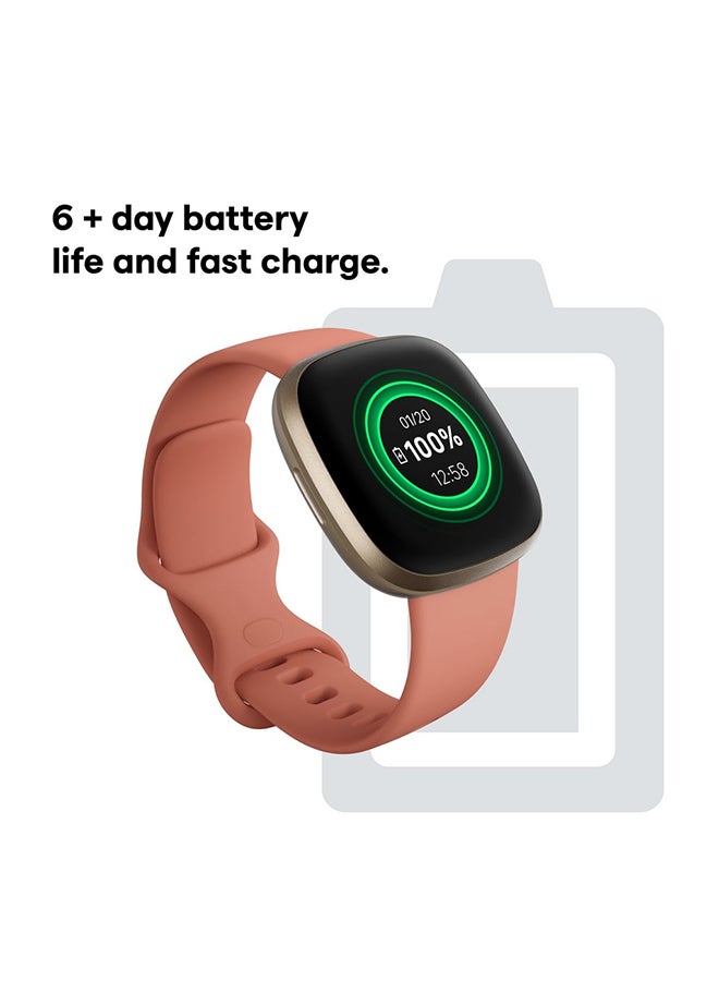 Fitbit - Versa 3 Health & Fitness Smartwatch with 6-months Premium Membership Included Built-in GPS Daily Readiness Score and Up To 6+ Days Battery Pink Clay/Soft Gold Aluminium - Image 1